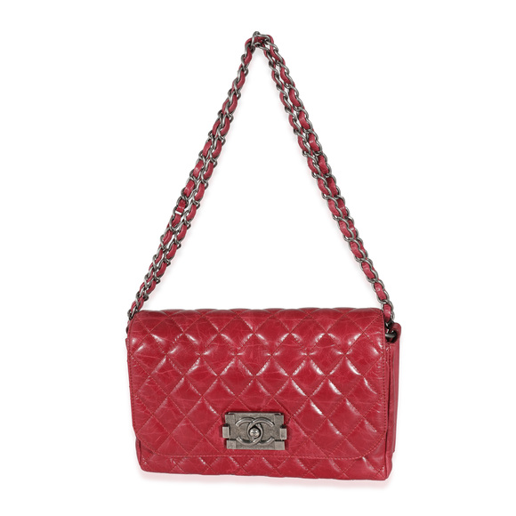 Chanel 12P Red Glazed Calfskin Veau Brilliante Flap Bag - Picture 1 of 8